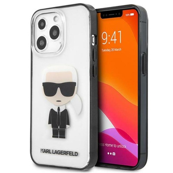 Karl Lagerfeld Ikonik Karl - iPhone 13 Pro Tasche (klar / schwarzer Rahmen)