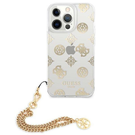 Guess Peony Chain Handle - pouzdro pro iPhone 13 Pro Max (zlaté)