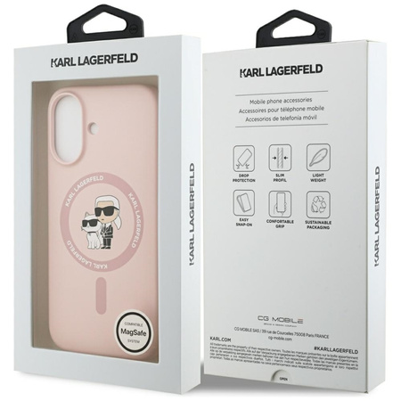 Karl Lagerfeld Silicone Karl & Choupette Ring MagSafe - Case iPhone 17 (pink)