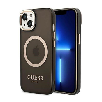 Guess Gold Outline Translucent MagSafe - Case for iPhone 14 (Black)