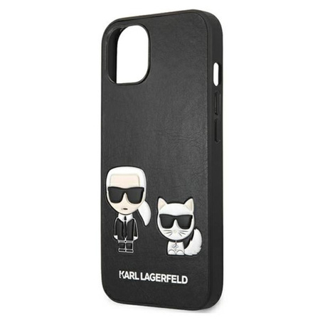 Karl Lagerfeld PU-Leder mit Karl & Choupette-Prägung - iPhone 13 Mini Tasche (schwarz)