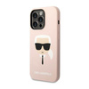 Silikonové pouzdro Karl Lagerfeld Iconic Karl`s Head - iPhone 14 Pro (růžové)