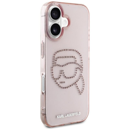 Karl Lagerfeld IML Rhinestones Karl Head - Pouzdro pro iPhone 16 (růžové)