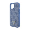 Guess Leder 4G Triangle Strass - iPhone 15 Tasche (blau)