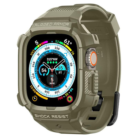 Spigen Rugged Armor Pro - Řemínek s pouzdrem pro Apple Watch Ultra 49 mm (Vintage Khaki)