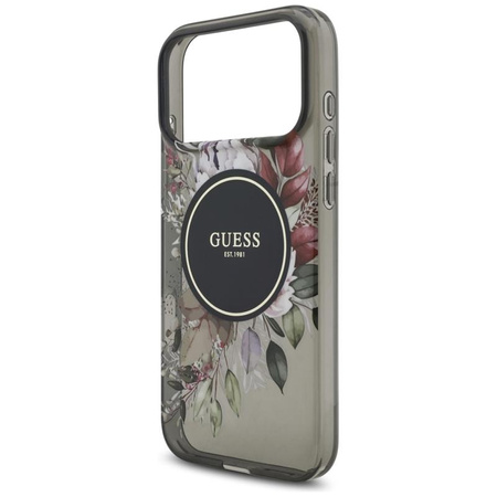 Guess IML Flowers Electro Pearl Strap MagSafe - Hülle iPhone 17 Pro Max (schwarz)