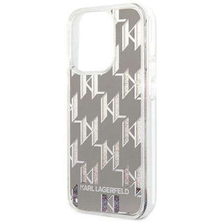 Karl Lagerfeld Monogram Liquid Glitter - iPhone 14 Pro Max Tasche (silber)