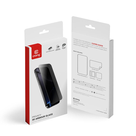 Crong Privacy 3D Armor Glass - Vetro temperato per la privacy iPhone 17 / iPhone 17 Pro / iPhone 16 Pro