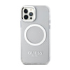 Guess Metal Outline MagSafe - pouzdro pro iPhone 12 / iPhone 12 Pro (průhledné / stříbrné)