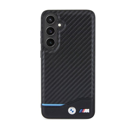 BMW Leather Carbon Blue Line - Case for Samsung Galaxy S24+ (black)