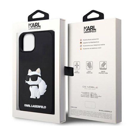 Karl Lagerfeld 3D Rubber NFT Choupette - Coque iPhone 14 (Noir)