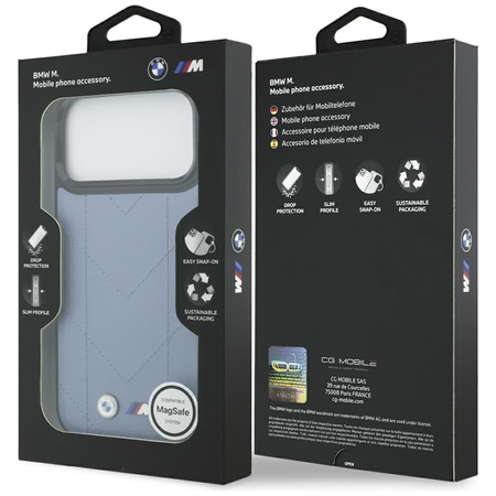 Etui do iPhone 17 Pro Max MagSafe BMW M Oryginalny Skórzany Niebieski Case