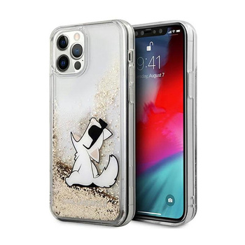Karl Lagerfeld Liquid Glitter Choupette Fun - pouzdro pro iPhone 12 / iPhone 12 Pro (zlaté)