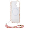 Guess IML Flowers Allover Electro With Pearl Strap MagSafe - Hülle iPhone 16 Plus (Rosa)