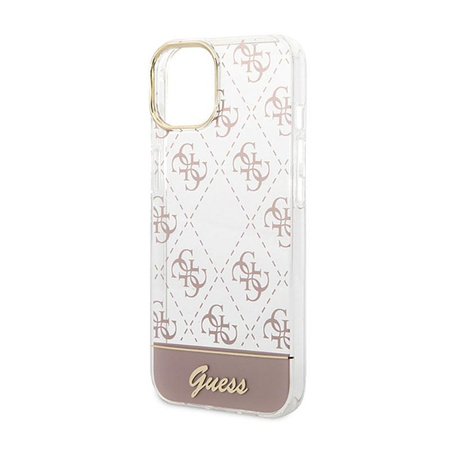 Guess 4G Stripe Script Logo Electroplated Pattern - iPhone 14 Case (pink)