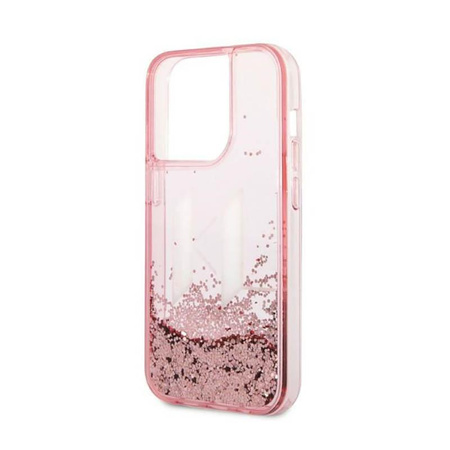 Karl Lagerfeld Liquid Glitter Big Logo Case - Hülle für iPhone 14 Pro (Rosa)