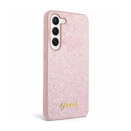 Guess Glitter Flakes Metal Logo Case - Tasche für Samsung Galaxy S24+ (Pink)