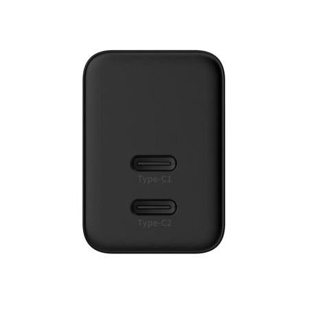 Crong Ultra Compact GaN - 2x USB-C 35W PD 3.0 síťová nabíječka s PPS (černá)