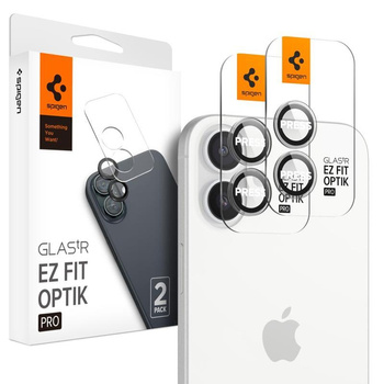 Spigen Optik Pro GLAS.TR EZ Fit Camera Protector 2er-Pack - Objektivschutzglas für iPhone 16 / 16 Plus (2 Stück) (Transparent)