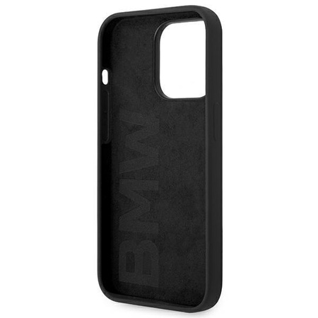BMW Liquid Silicone Case Metall-Logo - iPhone 14 Pro Max Hülle (Schwarz)