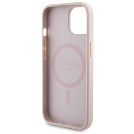 Guess Bundle Pack MagSafe 4G Metal Gold Logo - Case set + Power Bank 5000mAh MagSafe iPhone 15 (pink)