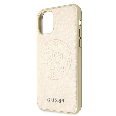 Guess Saffiano 4G Circle Logo - iPhone 11 Pro Max Case (Gold)