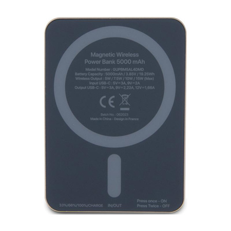 Guess Metal Script Logo MagSafe - Indukční powerbanka 5000 mAh 15W MagSafe (zlatá)