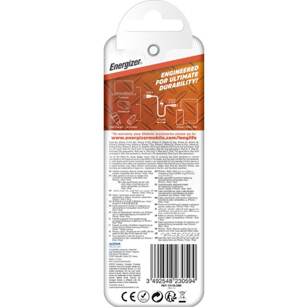 Energizer HardCase - USB-A to Lightning connecting cable MFi certified 1.2m (Black)