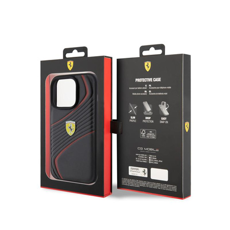 Ferrari Twist fém logó - iPhone 15 Pro tok (fekete)