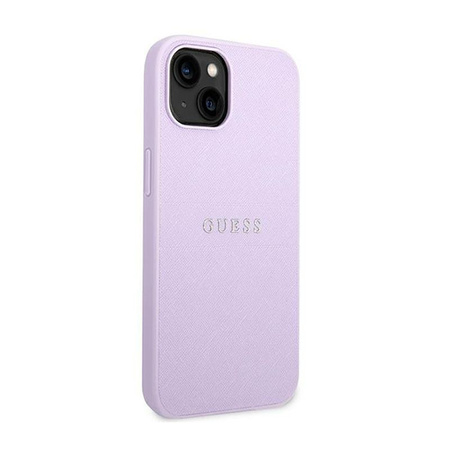 Guess Saffiano Metal Logo Stripes - Coque iPhone 14 Plus (lilas)