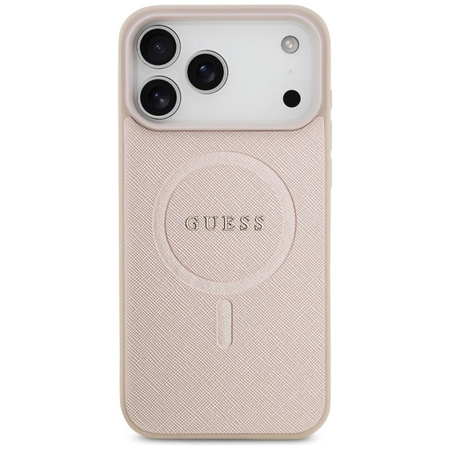 ETUI DO IPHONE 17 PRO MAX do MAGSAFE GUESS SAFFIANO ORYGINALNE RÓŻOWE CASE