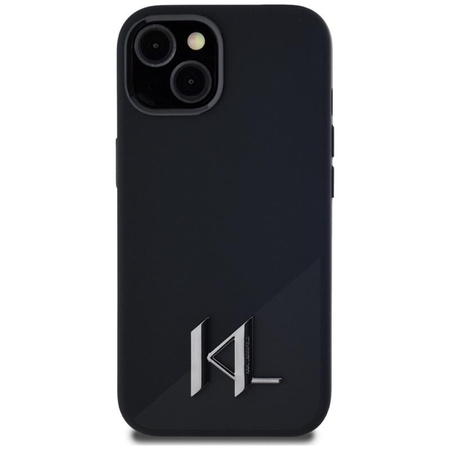 Karl Lagerfeld Silicone Shadow Metal Initial MagSafe - Hülle für iPhone 15 (schwarz)
