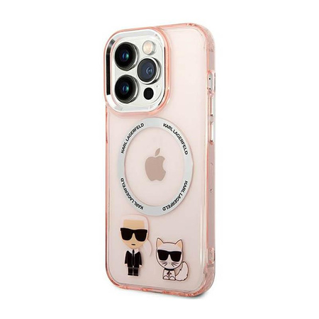 Karl Lagerfeld Karl&Choupette Aluminium MagSafe - Hülle für iPhone 14 Pro Max (Pink)