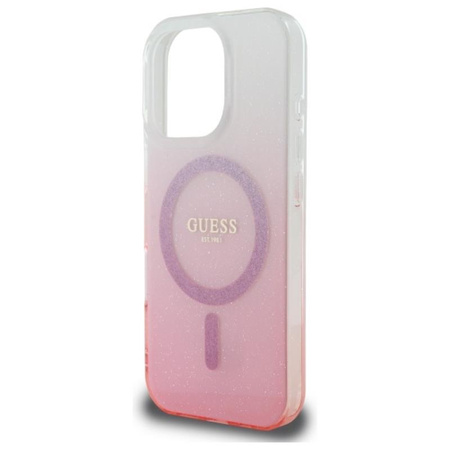 Guess IML Glitter Gradient MagSafe - Pouzdro pro iPhone 16 Pro (Růžové)