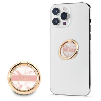Guess Ring Stand Marble - Support magnétique pour téléphone (Rose)
