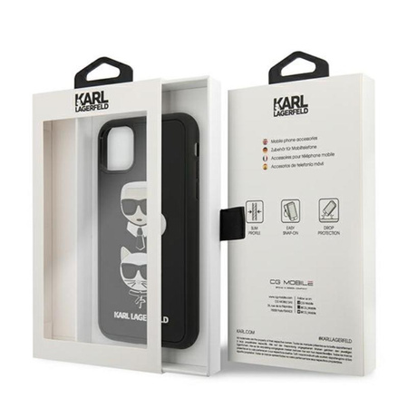 Karl Lagerfeld 3D gumi Karl & Choupette fejek - iPhone 11 tok (fekete)