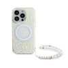 Guess IML Flowers Allover Electro With Pearl Strap MagSafe - Hülle iPhone 16 Pro Max (Weiß)