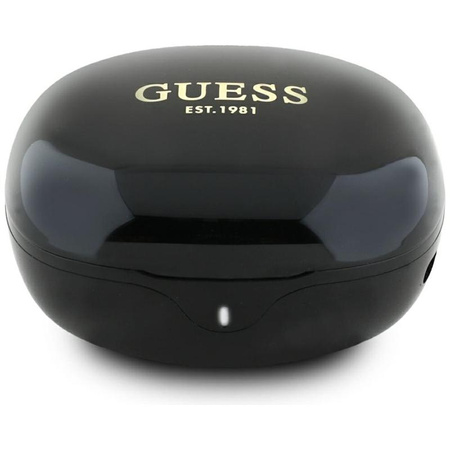 Guess Flat Classic Logo Galvanizovaná - sluchátka TWS + nabíjecí pouzdro (černá)