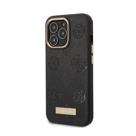 Guess Plaque logo Peony MagSafe - Étui iPhone 13 Pro Max (noir)
