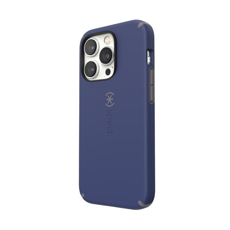 Speck CandyShell Pro + MagSafe - Coque pour iPhone 14 Pro avec revêtement MICROBAN (Bleu de Prusse / Gris nuageux)