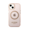 Guess Gold Outline Translucent MagSafe - Case for iPhone 13 (Pink)