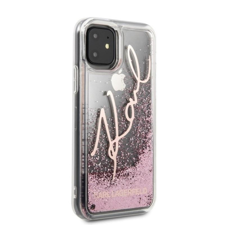 Karl Lagerfeld Signature Glitter Case - iPhone 11 Case (Rose Gold)