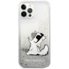 Karl Lagerfeld Liquid Glitter Choupette Fun - iPhone 12 / iPhone 12 Pro tok (ezüst)