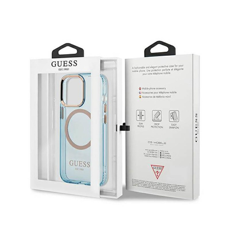 Guess Gold Outline Translucent MagSafe - iPhone 13 Pro Max Case (blue)
