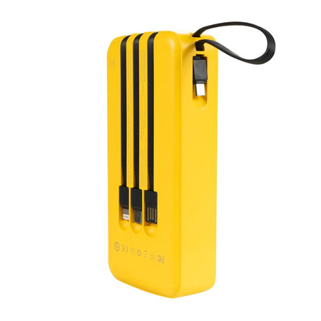 WEKOME WP-10 Pop Digital Series - Banque d'énergie 20000 mAh avec câble intégré USB-C / Lightning / Micro USB / USB-A (Jaune)