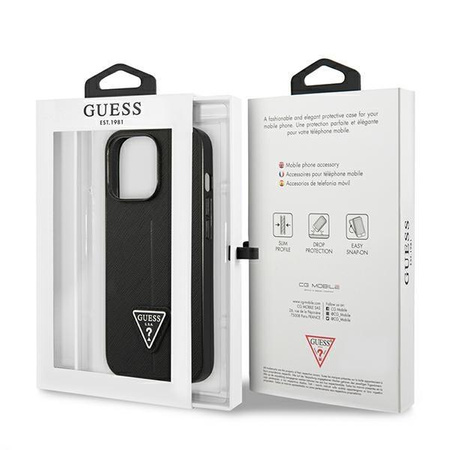Guess Saffiano Triangle Logo Case – Etui iPhone 13 Pro Max (czarny)