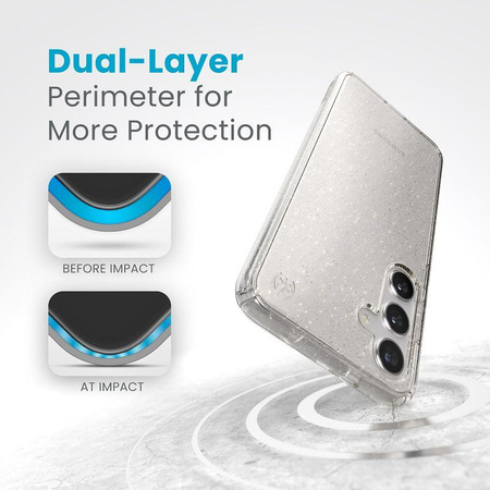 Speck Presidio Lux Glitter - Samsung Galaxy S24+ Case (Clear / Gold Glitter)