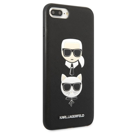 Karl Lagerfeld Saffiano Karl & Choupette Heads - iPhone 8 Plus / 7 Plus tok (fekete)