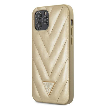Guess V Gesteppt - iPhone 12 / iPhone 12 Pro Tasche (Gold)
