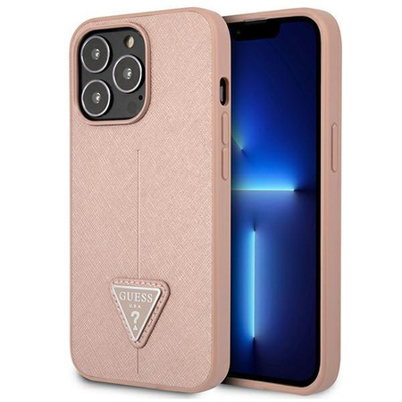 Guess Saffiano Triangle Logo Tasche - iPhone 13 Pro Max Tasche (rosa)